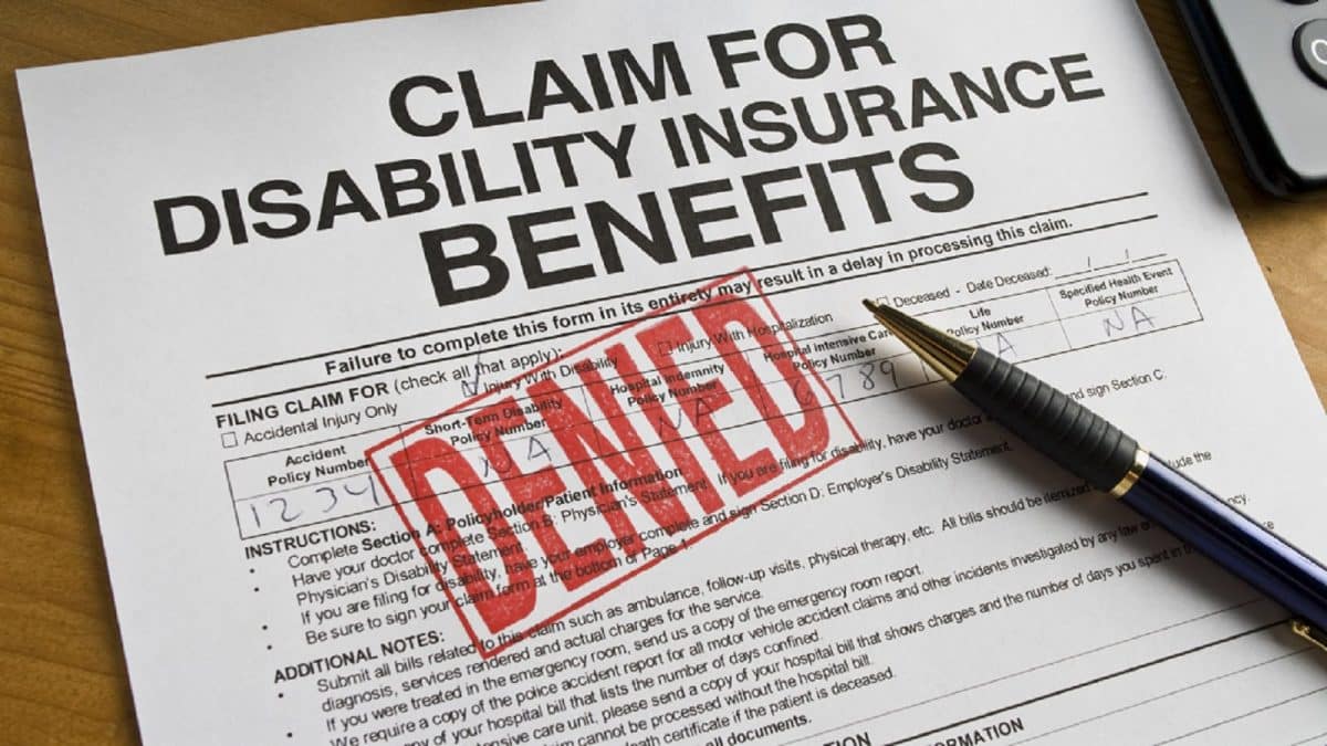 Denied Social Security Disability Claim written on a document