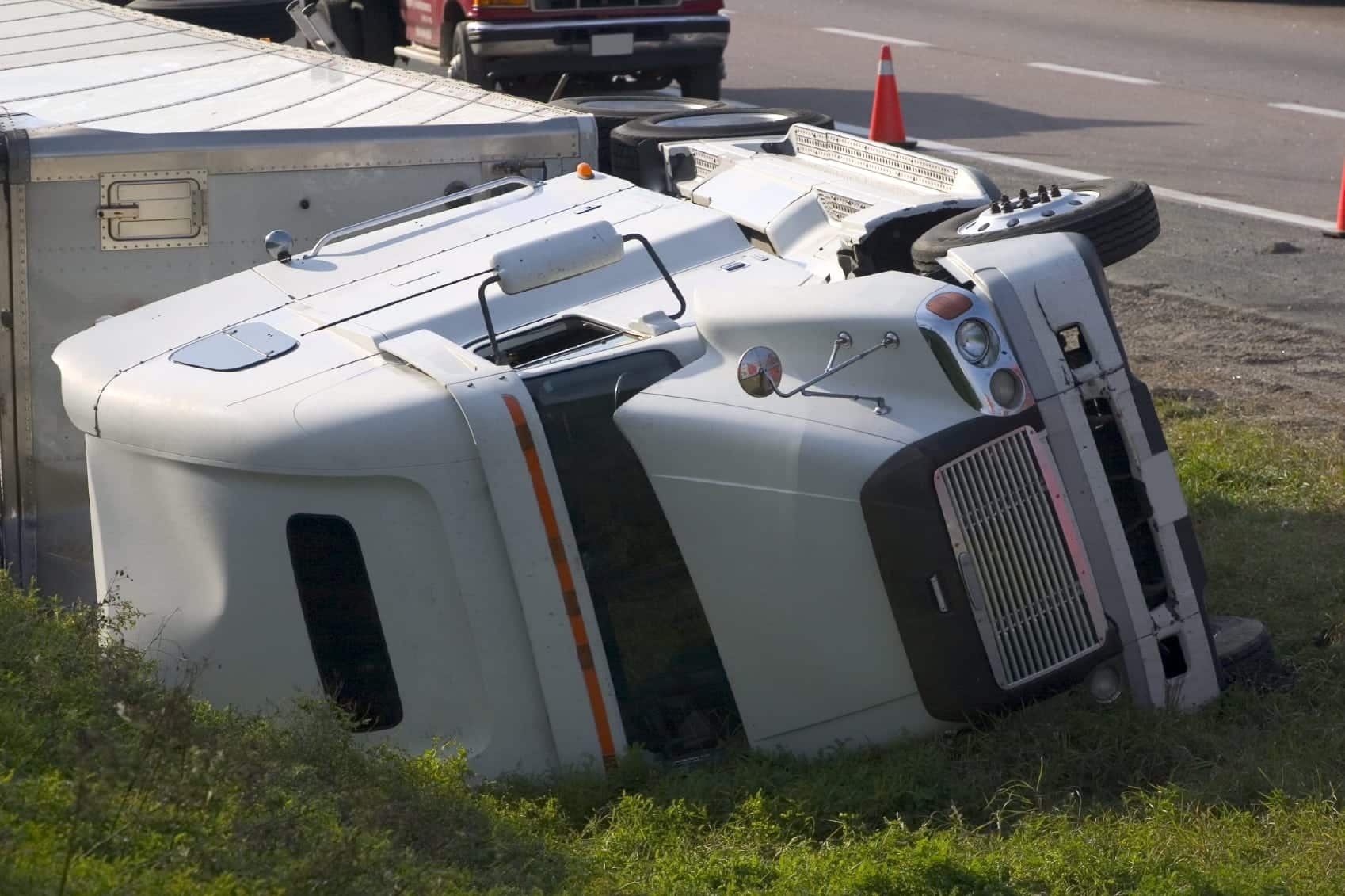 18-wheeler Rollover Accident Stock Photo