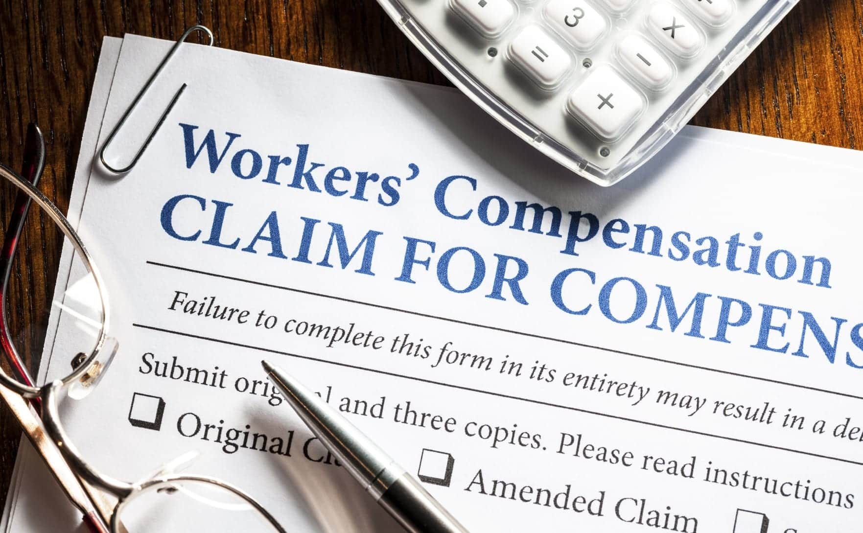 Blank Workers' Compensation Form Stock Photo