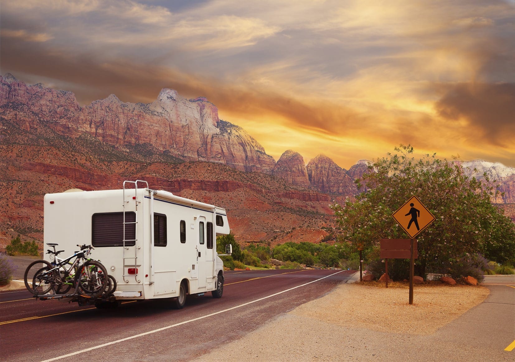 Motor home Driving Through The Western United States Stock Photo