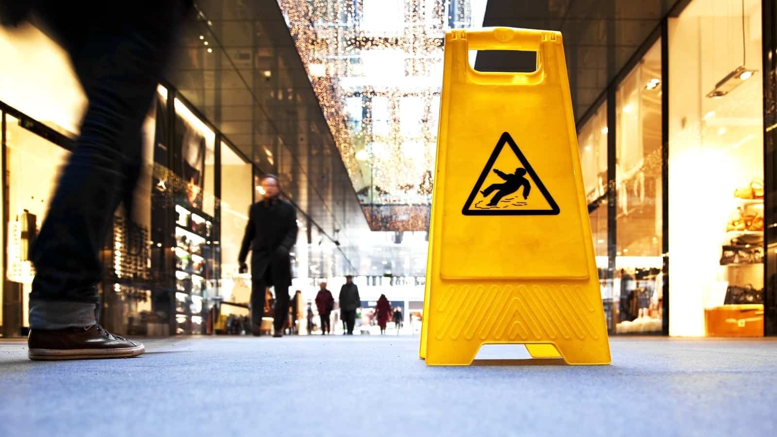 Caution Wet Surface Sign Stock Photo