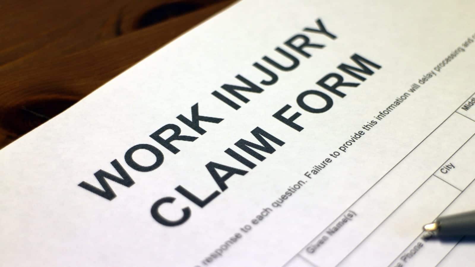 Blank Work Injury Claim Form Stock Photo