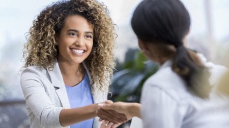 Attorney Shaking Hands With A New Client Stock Photo