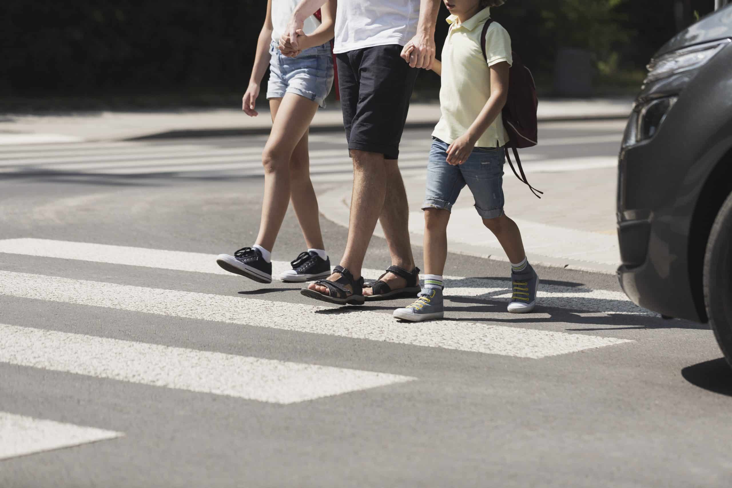 pedestrians crossing the street in Winston-Salem