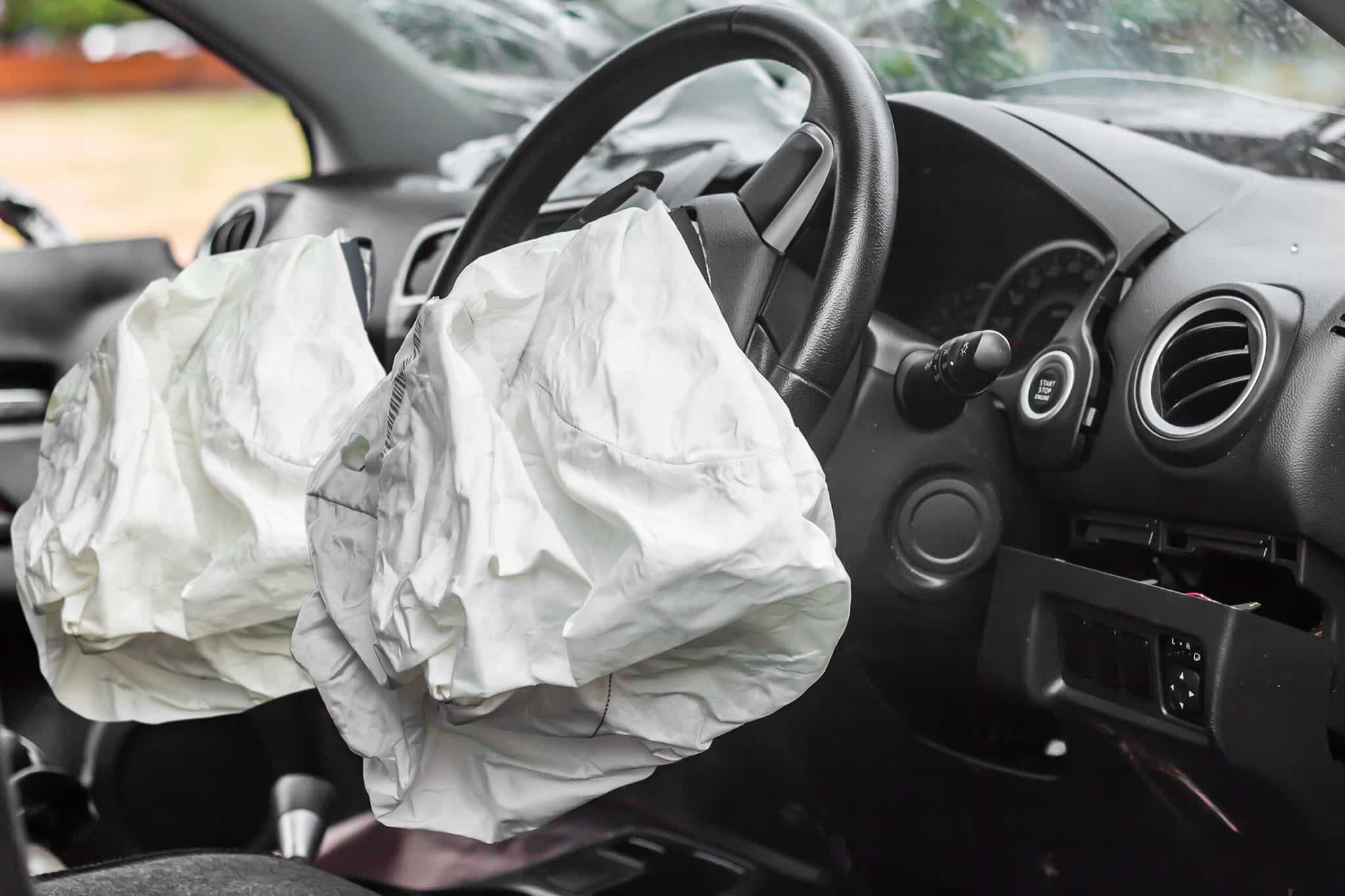 Airbag Deployment After A Car Accident Stock Photo